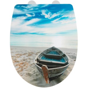 Wenko Sedile WC Boat: Termoplastico, lucido, con motivo barca per un tocco marittimo al bagno.