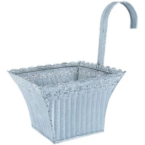 Vaso sospeso in metallo Videx Omnia Stone, 13x15x12,5 cm, per balcone, ringhiere e giardino.
