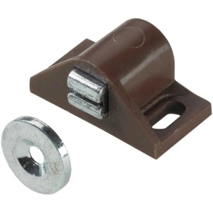 Fermaglio magnetico Hettich, plastica marrone con contropiastra per mobili.
