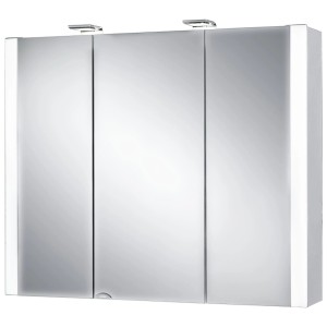 Armoire de toilette Jokey Jarvis avec 3 portes miroir en verre cristal et éclairage LED.