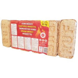 Bioles Horizont Bûches compressées en bois dur (hêtre, chêne) en paquet de 10 kg.