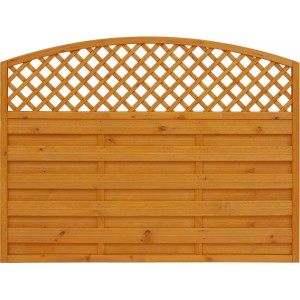 Panneau de clôture Bordeaux, couleur pin, avec treillis (120/135x180cm) pour le jardin.