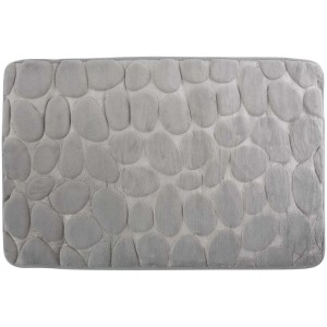 Tappeto bagno MSV in microfibra grigio ciottoli con rivestimento antiscivolo, 40x60 cm.