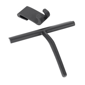 Tergivetro doccia nero Schöner Wohnen Mondine in silicone con supporto per bagno e doccia.