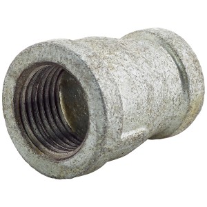 Raccordo in ghisa malleabile manicotto di riduzione, da 18,6 mm a 14,9 mm, zincato per collegamenti di tubi.