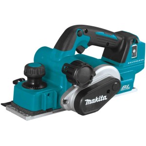 Rabot sans fil Makita DKP181 ZJ turquoise et noir, outil de travail du bois.