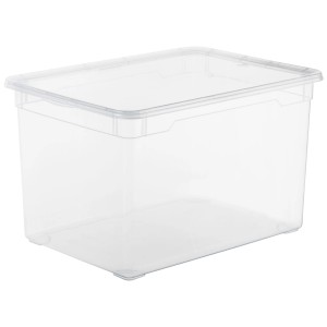 Transparente Rotho Unterbettbox mit Rollen, 46 l, für die Aufbewahrung unter dem Bett.