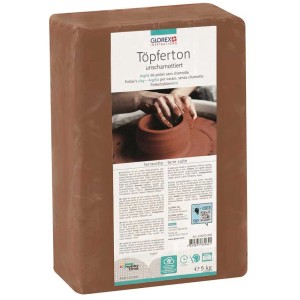 5 kg d'argile de potier terracotta non chamottée, idéale pour le tournage.