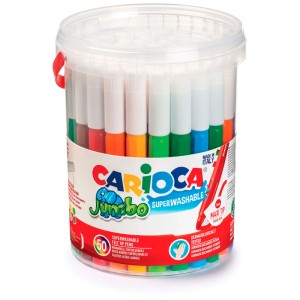Carioca Jumbo Fasermaler, 50 Stk. im Eimer, verschiedene Farben.