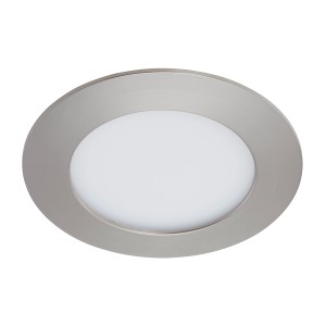 Spot LED encastrable nickel mat, 8W, pour plafonds et pièces humides.