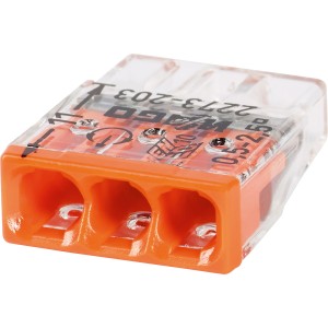 Morsetto per scatola di derivazione Wago arancione, 3 poli per conduttori da 0,5-2,5 mm².