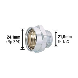 Riduttore filettato, ottone cromato, Ø 24,1 mm x Ø 21 mm, per raccordi filettati.