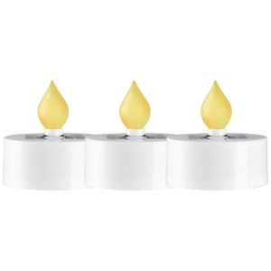 Lot de 3 bougies solaires LED blanches. Éclairage extérieur décoratif avec lumière jaune.