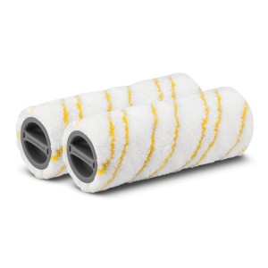 Kärcher Set de rouleaux FC 5 Jaune, 2 rouleaux microfibres pour nettoyeur de sols durs, convient aussi au parquet.