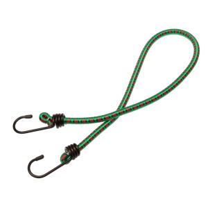 Sangle élastique verte Conacord avec 2 crochets en acier, longueur 80 cm, pour voyage et transport.