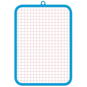 Tableau blanc Basic, 19x26 cm, avec cadre en plastique bleu et surface quadrillée. Idéal pour les notes.