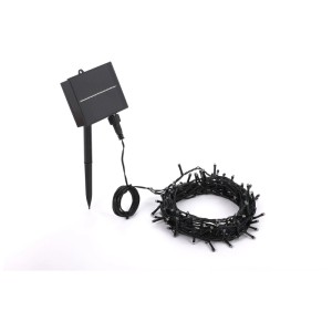 Guirlande lumineuse solaire à LED Schönenberger noire avec 120 LED et port USB-C, longueur 12,5 m.