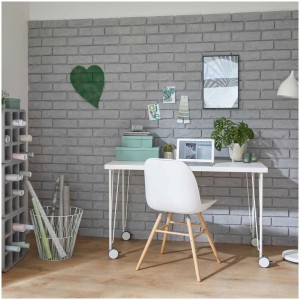 Aménagement mural avec Decorate Creativstein Brick en gris, aspect brique dans le bureau.