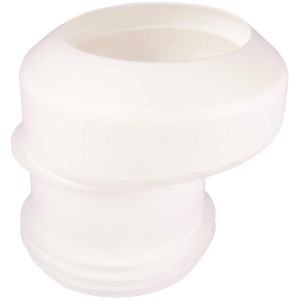 Raccord WC blanc en plastique Ø 140 mm pour WC sur pied ou suspendus.