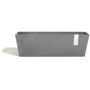 Jardinière grise Ecopots Brügge, 17x17x65 cm, idéale pour balcon et jardin.