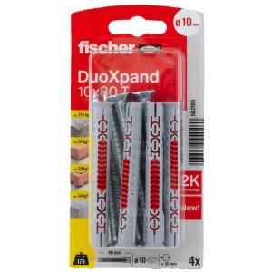 Cheville à expansion Fischer DuoXpand, 4 pièces, 10x80mm, pour façades, plafonds et structures de toit.
