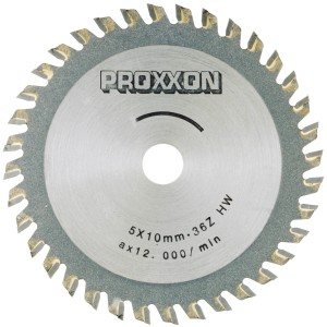 Lama per sega circolare Proxxon, 80 mm, con inserti in metallo duro, 36 denti per tagli puliti.