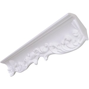 Moulure décorative blanche Giuseppina, 5,5 cm x 200 cm, avec motif floral pour mur et plafond.