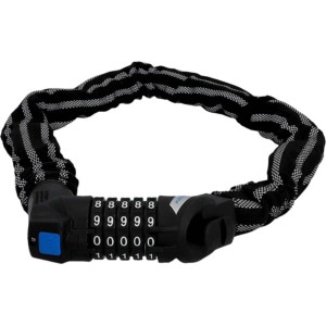 Antivol chaîne Fischer Reflex avec chiffres, 80 cm, noir et blanc, pour vélos.