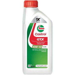 Huile moteur Castrol GTX 10W-40, bouteille de 1 litre. Huile pour moteurs essence et diesel.