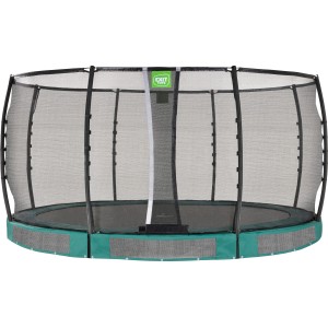 Trampolino interrato verde EXIT Allure Premium Ø 427 cm con rete di sicurezza.