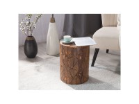 Table d'appoint Beliani Dawson en teck Marron Ø 30 cm / H 46 cm