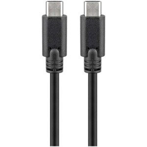 Cavo USB 3.2 nero (da USB-C a USB-C), 50 cm, per trasferimento dati veloce.
