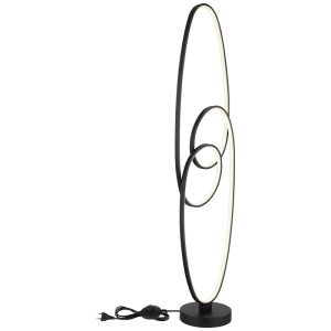 Lampadaire LED Spira moderne en noir mat avec des formes ovales, hauteur 122 cm.