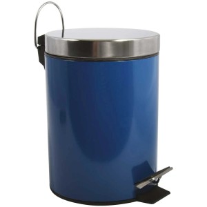 Cestino a pedale MSV blu scuro in metallo, 3 litri, con coperchio in acciaio inox e pedale.