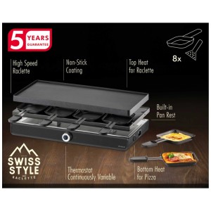 Trisa Raclette Pizza per tutti per 8 persone con piastra grill, padelle e spatole.