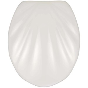 Sedile WC Wenko a forma di conchiglia bianco in duroplast con chiusura rallentata.