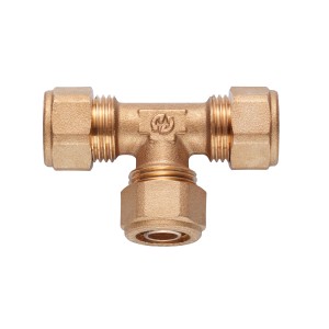 Té Diaqua PEX 16x16x16 mm en laiton pour tubes multicouches.