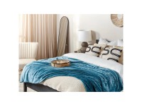 Beliani Kuscheldecke Bayburt Polyester Blau 150 x 200 cm