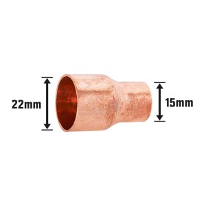 Manchon de réduction à souder en cuivre, 22 mm x 15 mm, pour raccords de tuyaux en cuivre.