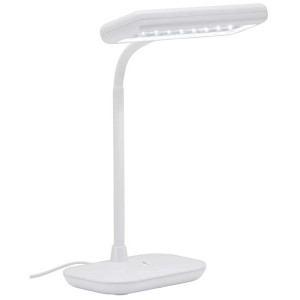 Lampe de bureau LED Briloner blanche en plastique, lampe de bureau avec col flexible.