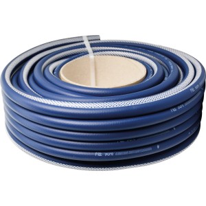 Tubo per acqua potabile Fitt Pure (1/2) blu arrotolato su bobina di cartone.
