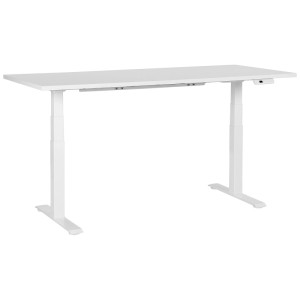 Weisser, elektrisch höhenverstellbarer Schreibtisch Destines 180x80 cm mit LED-Touchpad und USB-Anschluss.