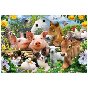Maxiposter Farm Animals: Poster mit Bauernhoftieren wie Schwein, Pferd, Huhn, Schaf, Kalb, Hund, Ente und Kaninchen.