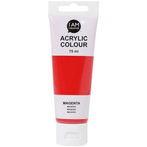 Tubo di colore acrilico magenta I Am Creative, 75 ml. Pittura artistica ad alta pigmentazione.
