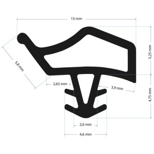 Dessin détaillé du joint beige pour huisserie en bois EV 0815, accessoires pour portes.