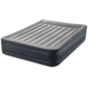 Matelas gonflable Intex Dura-Beam Plus Deluxe Pillow, 42x152x203 cm, gris/bleu, pour 2 personnes.
