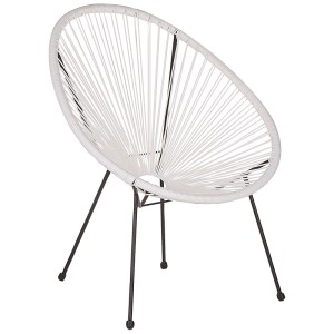 Sedia da giardino Beliani Acapulco II, cordatura in polyrattan bianco, telaio in acciaio nero. Poltrona moderna.