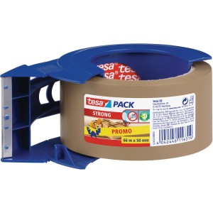 Tesapack Strong ruban d'emballage avec dévidoir, ruban marron 66 m x 50 mm.