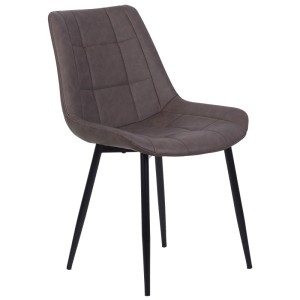 Brauner Beliani Esszimmerstuhl Melrose II mit Steppmuster und schwarzen Metallbeinen.