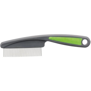 Pettine antipulci e antipolvere Trixie per piccoli animali, 15 cm, verde-grigio, per la cura del pelo e la rilevazione delle pulci.